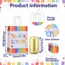 6/18PCS Back To School Theme Party Gift Bags, Apple Book Rainbow Pattern Printed Kraft Paper Bags, Suitable For Student Welcome Gifts And Back To School Celebration Item Storage And Souvenir Packaging Bags, Birthday, Back To School Party Handheld Gift Bags - 500 - View 4