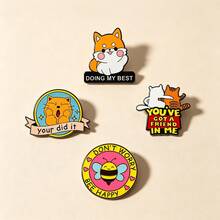 4件套 尽力而为 动物珐琅胸针 时尚装饰胸针 饰品 翻领包章 徽章 珠宝礼品 - 彩色 - 查看 4