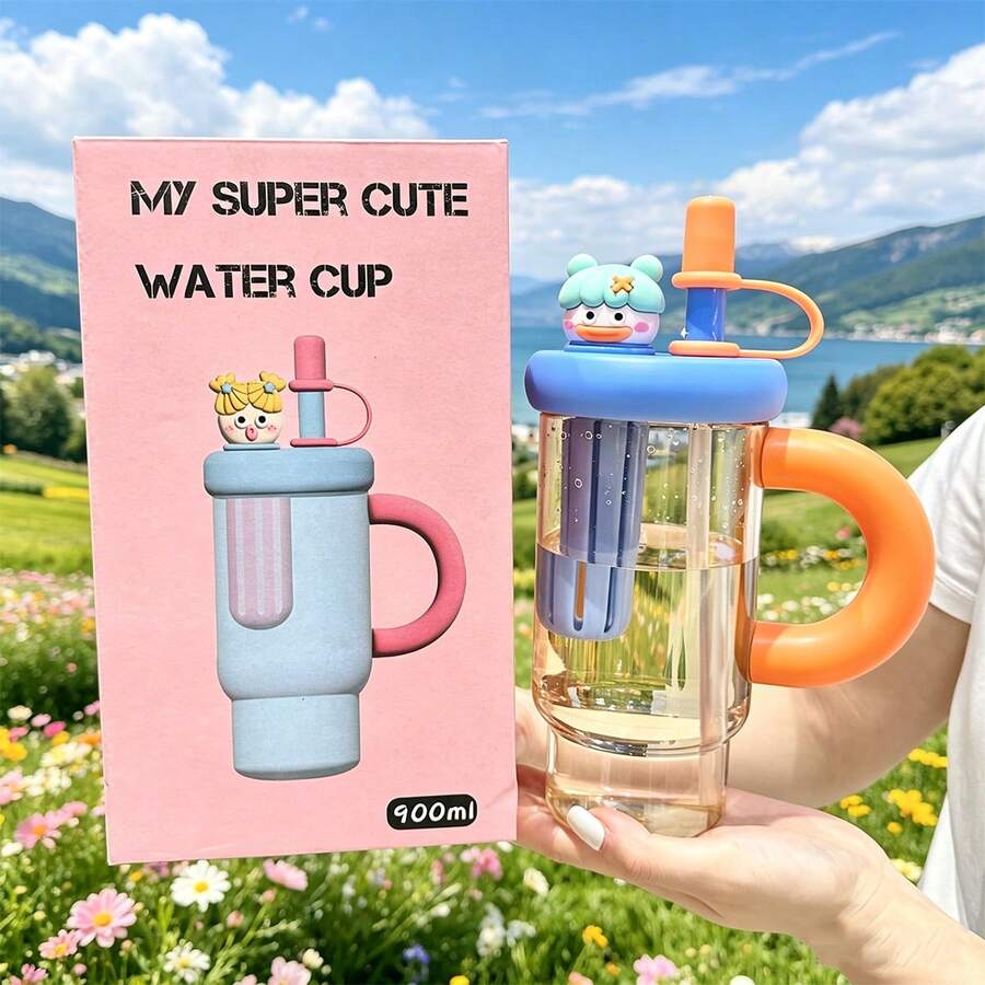 1 chiếc cốc có ống hút, cốc đá, ấm trà, bình nước dung tích lớn dành cho nữ, cốc nhựa chất lượng cao chịu nhiệt có ống hút.