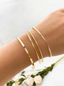Set de 4 pulseras minimalistas de unicolor y delgadas - 4 pulseras de aro lisas - Ver 5
