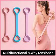 1 pezzo Fascia di resistenza a forma di 8, allenamento per spalle e schiena, banda elastica in silicone spessa per yoga a casa, attrezzatura per fitness Pilates - Multicolore - Visualizzare 2