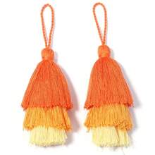2pcs/Pack 3-Layer Tassel Pendant, Ombre Christmas Tree 16cm Polyester Bicolor Tasseled Hanging Decor, Keychain Phone Charm DIY Clothing Bag Jewelry Accessories - Three-layer Tassel Pendant - View 14