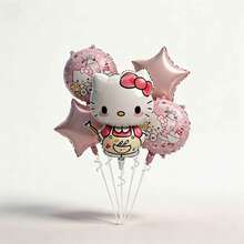 MINISO Hello Kitty Pink Baking Dessert Theme Foil Balloon Bouquet Set Cute Character Star Shape Balloon Decoration Kit Party Scene Setup Photo Backdrop Decor Indoor Celebration Atmosphere Arrangement Event Styling Display - View 6