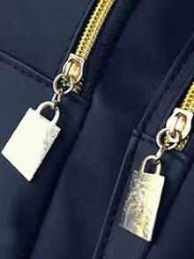 1 Stück leichter Preppy-Stil Rucksack, mit goldenem Reißverschluss, Mehrfach-Taschen Lässiger Alltagsrucksack, langanhaltend modischer Studentenrucksack, geeignet für Mädchen/Teenager/Studenten, anwendbar für High School, College, Campus, Schulanfang, Unterricht, Outdoor - Schwarz - Übersicht 12
