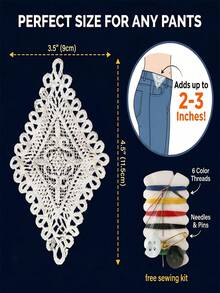 6pcs Premium Clothing Enlarger Patch Set, Instantly Rescue Tight Clothes, Side Seam Extension Kit With Needles And Buttons - A - View 4