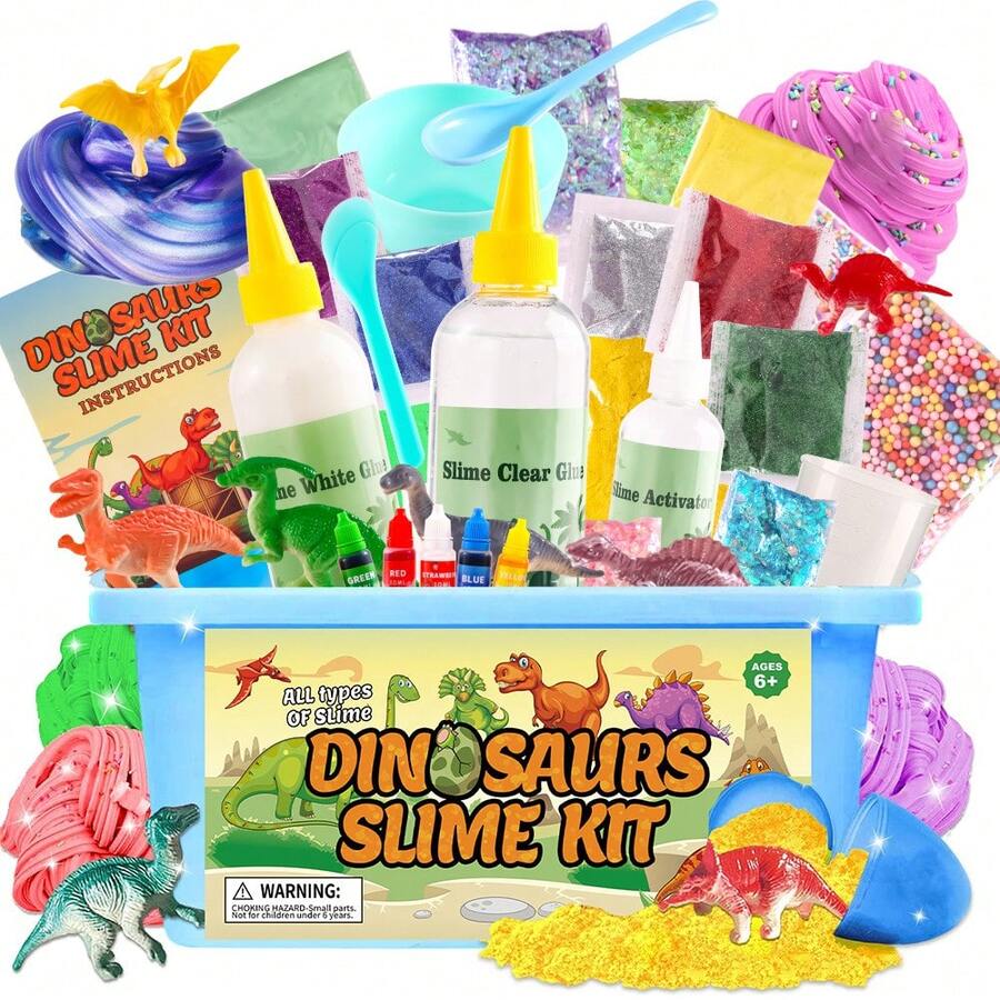 1 Hộp đồ chơi khủng long, 1 Bộ đồ chơi đất nặn cỡ lớn, Bộ dụng cụ làm slime tự làm, Quà sinh nhật, Quà tặng tiệc tùng, Đồ chơi giảm căng thẳng, Đồ chơi bóp, Bộ đất nặn, Bộ làm slime, Slime bơ, Slime, Đồ chơi hoàn hảo cho trẻ em từ 6 tuổi trở lên, Giảm căng thẳng - Nhiều màu - Xem 1