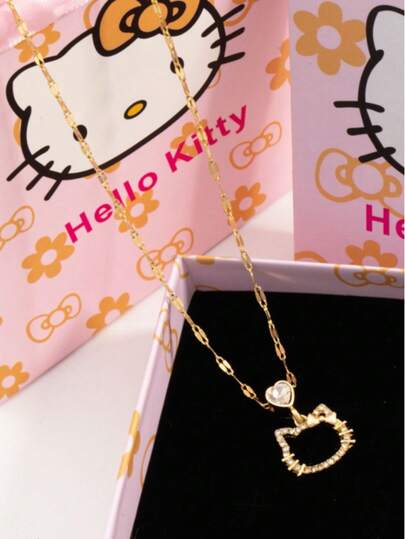 SANRIO 1件可爱猫咪吊坠项链，甜美梦幻的极简锁骨链，百搭时尚配饰，女士必备