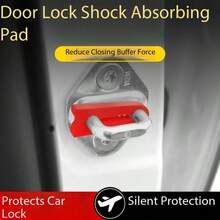 4 peças de almofadas de silicone para amortecimento de porta, capas protetoras para fechadura de porta, proteção de parede espessa, almofadas de amortecimento para redução de ruído, amortecedores universais para carro, redução de ruído, amortecimento e proteção da fechadura da porta - Amortecedor de choque com absorção de tempo - Ver 1