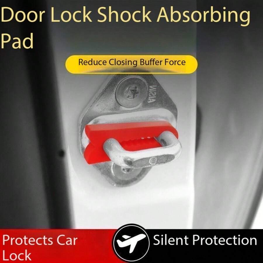 4 peças de almofadas de silicone para amortecimento de porta, capas protetoras para fechadura de porta, proteção de parede espessa, almofadas de amortecimento para redução de ruído, amortecedores universais para carro, redução de ruído, amortecimento e proteção da fechadura da porta - Amortecedor de choque com absorção de tempo - Ver 1