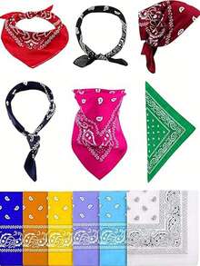 12pcs Hip Hop Fashion Rapper Paisley Pattern Print Scarf/Shawl/Headband, Suitable For Rock Music Festival, Travel, Party, Concert, Etc., Women's Accessory Scarf Set - Multicolor - View 2