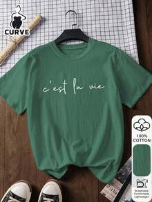100% Cotton Short Sleeve Blouse With Lobster Print, Plus Size, Summer Style Graphic Tee, Vacation Wear, Travel Wear, Beach Style, Minimalist Holiday Clothes QUGV - 綠色的 - 查看 12