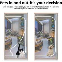 1 件装防猫门帘，双线缝边 - 重型塑料宠物门，适用于猫和小型犬，易于安装/拆卸，门用屏障，耐用防猫纱门 - 多色 - 查看 5