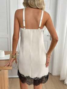 MEXEasowa Vestido de línea A con cintura ceñida, sin mangas y cuello cuadrado, con estampado geométrico y floral, vestido casual y elegante para uso diario o vacaciones, para mujer, primavera/veranoMEX EEHN - Albaricoque - Ver 2