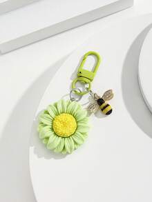 New Arrival Handmade DIY Cute Resin Bee & Sunflower Pendant, Daisy Bee Keychain Charm, Creative Gift For Lover, Friend, Girlfriend, Holiday, Souvenir, Mobile Phone, Car Accessories - Multicolor - View 5
