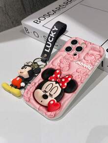 This Disney Mickey Mouse Lanyard Phone Case Is Fully Covered In TPU Material. It's Shockproof, Lightweight, And Compatible With IPhone17/16/11/13/15/15 Plus/15 Pro/15 Pro Max/12/14 Pro Max/11 Pro Max/12 Pro/12 Pro Max/13. This Phone Case Makes A Popular Birthday Gift Or Business Gift; It's Durable, Stain- And Fingerprint Resistant, And Suitable For Both Men And Women. The Set Also Includes A Mickey Mouse Phone Case And A Mickey Mouse Plush Bracelet. It's A Perfect Gift For Friends And Family. This Stylish Phone Case Is Fun, Lightweight, And Durable. IPhone17 Pro Max Phone Case, Minnie Mouse Phone Case. - trắng - Xem 6