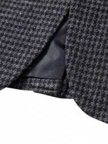 Men's Houndstooth Single-Breasted Suit, Business Casual Slim Fit Plaid Blazer - Black - View 7