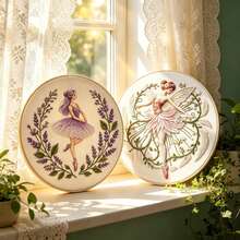Lavender Ballet Girl Embroidery DIY Kit, Handmade Beginner Starter Set With Embroidery Hoop, Home Decor Ornament - Multicolor - View 10
