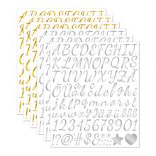 2 Sheets, German Cursive 1 Inch Letter & Number Stickers, Gold & Silver, Suitable For Scrapbooking, DIY Name Labels, Back To School - Multicolor - View 9