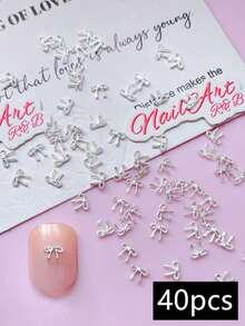 20/40 Peças Decoração de Unhas, Material de Liga de Zinco, Tamanho P Pequeno, Tamanho M Médio Laço, Adequado para Criar Arte de Unhas, Estilo Fofo, Primavera, Verão, Outono e Inverno, Acessórios Decorativos DIY para Unhas de Meninas, Produtos de Charme de Unhas, Charms de Unhas - Multicolorido - Visão 15