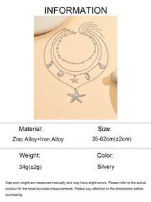 Set de 4 collares de estilo boho de verano hechos a mano con colgantes de margarita, estrella de mar y concha, de múltiples capas y ajustables, para uso diario y fotografías en la playa - Multicolor - Ver 5