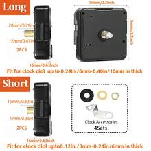 4 Sets Quartz Clock Movement Kits, 2pcs 16mm Shaft Length, 2pcs 20mm Shaft Length, Includes 4 Styles Of Clock Hands: Black, White, Gold, Red, Suitable For Clock Repair, Replacement, DIY, Home & Office Decor, Thoughtful Gift For Clock Enthusiasts - G012A4#5 - View 4
