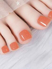 Nouveaux arrivages transfrontaliers Autocollants pour ongles d'orteils en gel semi-durcis d'été, design éclair pailleté, en stock en gros, imperméables et longue durée - Rose saumon - Voir 5