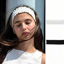 Fascia per capelli vintage francese plissettata, fascia sportiva elastica larga per yoga, fascia assorbente per capelli, foulard tinta unita, accessori per capelli estivi - Multicolore - Visualizzare 1