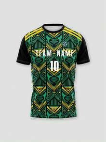 Jamaica Personalized Custom Football Jersey Shirt, Custom Team Uniform, Reggae Boyz Sports Football Team Apparel Summer - Green - View 3