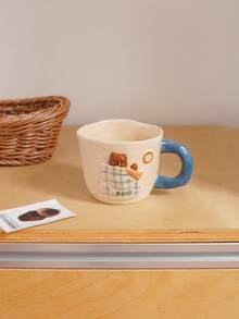 1 pieza Taza de cerámica con diseño de oso de peluche adorable y manta; Taza de café moldeada a mano y pintada a mano; Creativa y exquisita; Ideal para decoración del hogar y vajilla; Perfecta para arte de café con leche en restaurantes, excelente para fiestas y reuniones; Regalo encantador - Multicolor - Ver 2