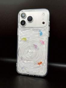 1pc INS Style Shell & Starfish Beads Water Wave Pattern Transparent Soft Silicone Phone Case Compatible With IPhone 17 Air 16 15 14 13 12 11 Pro Max Plus - Colorful Little Fish - View 3