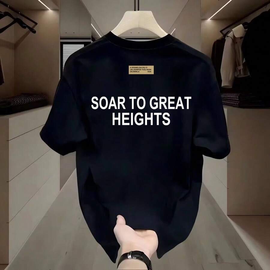 Camiseta de manga corta estampada para hombre de algodón puro, estilo americano, marca de moda, nueva colección de verano, camiseta unisex versátil de cuello redondo para hombre. - Blanco - Ver 1