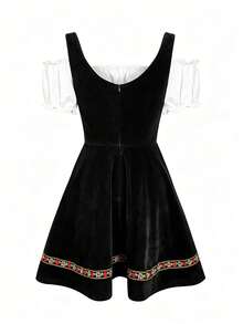 ii Women's Bavarian Traditional Beer Garden Velvet Dress For Oktoberfest In Munich, Germany Black - Black - View 2