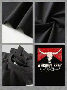 Weihnachts-T-Shirt, 100 % Baumwolle, weich und atmungsaktiv, mit Whiskey Bent und Hellbound Grafik, 220 g, schweres Material, Größe, beliebter Artikel. - Schwarz - Übersicht 5