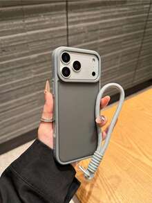 Keychain,Lanyard 1pc Gray Short Lanyard Soft-Touch Matte Transparent Phone Case Compatible With IPhone 17, 17 Pro, 17 Air, 17 Pro Max, 11, 11 Pro, 11 Pro Max, 12, 12 Pro, 12 Pro Max, 13, 13 Pro, 13 Pro Max, 14, 14 Pro, 14 Plus, 14 Pro Max, 15, 15 Pro, 15 Plus, 16, 16 Pro, 16 Pro Max, 16 Plus - Grey - View 5
