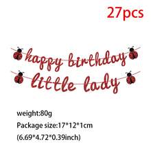 一套瓢虫主题“小淑女生日快乐”横幅 - 女孩迎婴派对/生日派对背景 - 宝宝1/2/3岁生日装饰用品,适用于宝宝派对生日庆祝活动、瓢虫主题派对、生日派对、室内/室外聚会、拍照区装饰 - 生日拉旗 - 查看 9