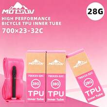 MOTSUV 4pcs Pink TPU Road Bike Inner Tubes 700X23/25/28/30/32C Bicycle Presta Valve FV Inner Tubes 45/65/85L - Pink - View 6