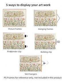 1pc Frameless Floral Arabic Calligraphy Canvas Art, Islamic Home Decor Print, Dorm Room Party Decoration Best Gift, Back To School, Room Decor Bedroom, Funkyposters - Font - View 7