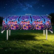 1pc Aesthetic K‑Pop Disposable Tablecloth, PE Waterproof Stain‑Resistant Table Cover, Photo Booth Decor Supplies For Birthday Fan Parties & Back‑To‑School Events, Random Style - Multicolor - View 1