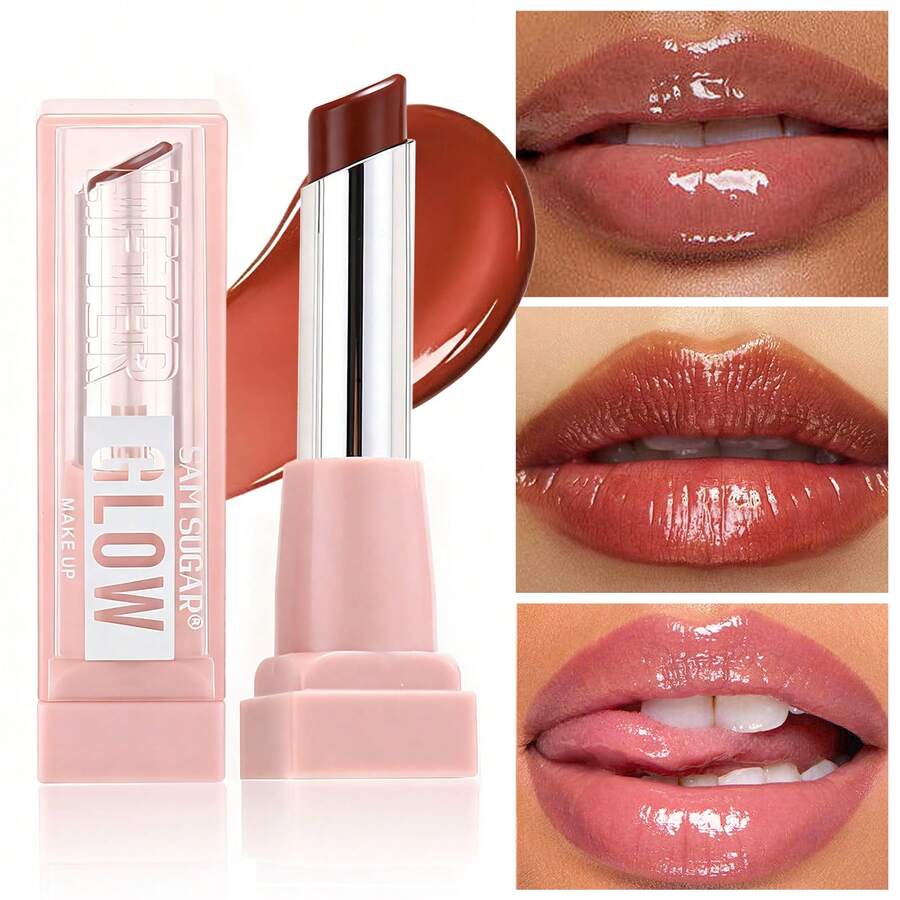 Moisturizing Glass Shine Lip Balm, Smooth Nude Brown Lipstick For Soft Plump Lips - None - View 1