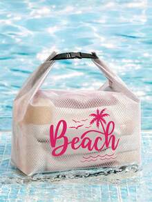 Borsa da spiaggia con stampa di lettere - Borsa portatile per costumi da bagno con separazione asciutto/umido per donne, borsa sportiva impermeabile di grande capacità, adatta per nuoto, bagno, fitness e viaggi; borsa da spiaggia, essenziale per spiaggia e viaggi in crociera, accessorio indispensabile per le vacanze, essenziale per il ritorno a scuola - Multicolore - Visualizzare 1