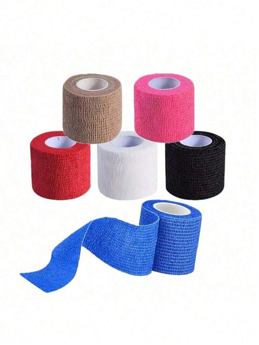 Mixed Color - 6pcs/Pack Self-Adhesive Breathable Bandage Rolls, Elastic Self-Adhesive Tape, Suitable For Stretching, Sports, Wrist, Ankle. - Multicolor - View 1