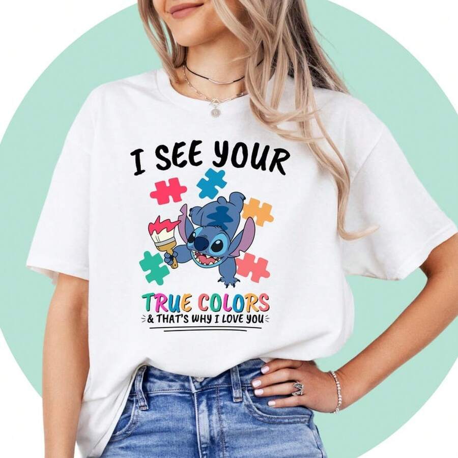 Disney Stitch TShirt | Disney Sweatshirt | Stitch Beach TShirt | Disney Vacation | Lilo And Stitch Clothes -- Disneys Disneyland Paris The Magic Kingdom Disneyesque B6Holiday Gifts Valentine's Day Gifts Earth Day Gifts Oktoberfest Gifts Summer Bank Holiday Gifts - trắng - Xem 1
