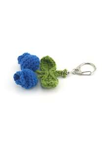 Accesorio de bolso/llavero hecho a mano con flor de campana de viento y arándano a ganchillo - Azul - Ver 4