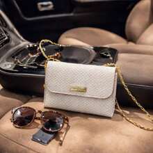 Small Women's Handbag With Crossbody Strap And Chain, Mini Bag, Women's Party Bags - Beige - View 3