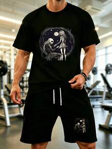 Mens 2 Piece Outfits  Graphic Tees Men Shirts  Nightmare Before Christmas - Jack Sally Zero T-Shirt For Men Clothing Tees Unisex Summer Short Sleeve Vacation Outfits Women Gym Clothes Women - màu đen - Xem 1