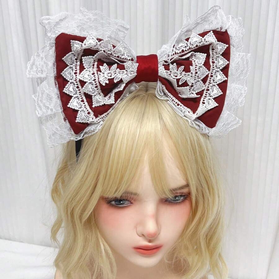 Lolita可愛蕾絲髮箍髮夾 大蝴蝶結甜美可愛維多利亞風髮箍 Cosplay可愛哥德風髮箍 女孩女性適用 派對 - 彩色 - 查看 1