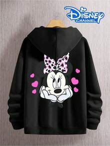 Disney Cute Minnie Mouse Heart Print Hoodie,  Women's Hoodie, Men's Hoodie,Fathers Day Gift,Fourth Of July,Disney Collaboration - màu đen - Xem 3