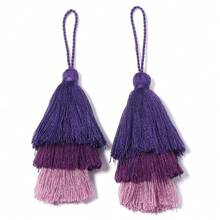 2pcs/Pack 3-Layer Tassel Pendant, Ombre Christmas Tree 16cm Polyester Bicolor Tasseled Hanging Decor, Keychain Phone Charm DIY Clothing Bag Jewelry Accessories - Three-layer Tassel Pendant - View 13