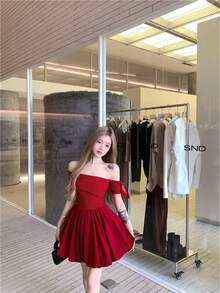 Women Midi Dresses - Red - View 7
