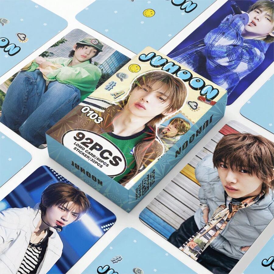 CORTI S 最新五人SOLO小卡。92张/盒（60张LOMO卡+32张贴纸），K-Pop粉丝应援礼品。包含Keonho/Juhoon/Seonchyeon。可收藏的小卡和贴纸，适合专辑和相册装饰，也是返校、毕业、生日、节日礼物的理想之选。 - 彩色 - 查看 1